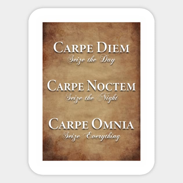 Carpe Diem, Carpe Noctem, Carpe Omnia Sticker by Cat'n'Fox Designs